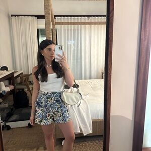 FARM Rio Blue and Green Tropical High Waist Shorts